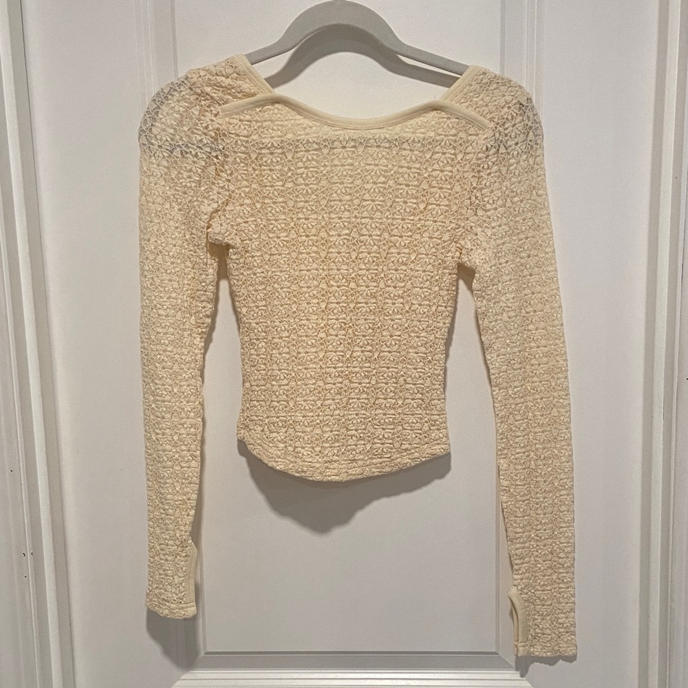 Carly Jean Los Angeles Cream Long Sleeve Textured Top